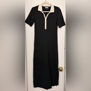 AYR The Scout Midi Polo Shirt Dress Black Size Small